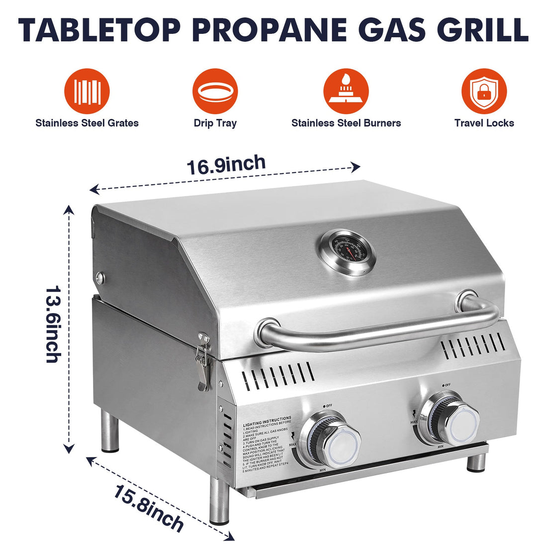 Portable, Powerful, No Compromise: BESTFIRE 20,000 BTU 2-Burner Tabletop Gas Grill