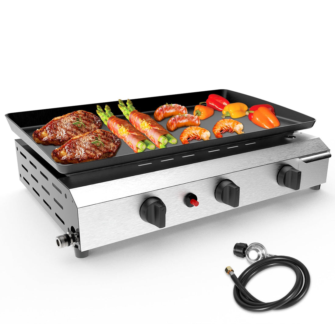 BESTFIRE 23-Inch 3-Burner Flat Top Gas Griddle: Unleash 30,000 BTU of Cooking Power for Any Outdoor Meal