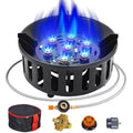 Bestfire 72000 BTU Propane Gas Stove, Windproof Outdoor Camping Stove with Piezo Ignition, Hose, 3 Gas Adapters and Carrying Bag