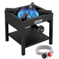 BESTFIRE 260,000 BTU Outdoor Propane Burner, High Pressure Single Burner Cooker with Adjustable Regulator & Steel Braided Hose for Turkey Fryer, Seafood Boil and Camping