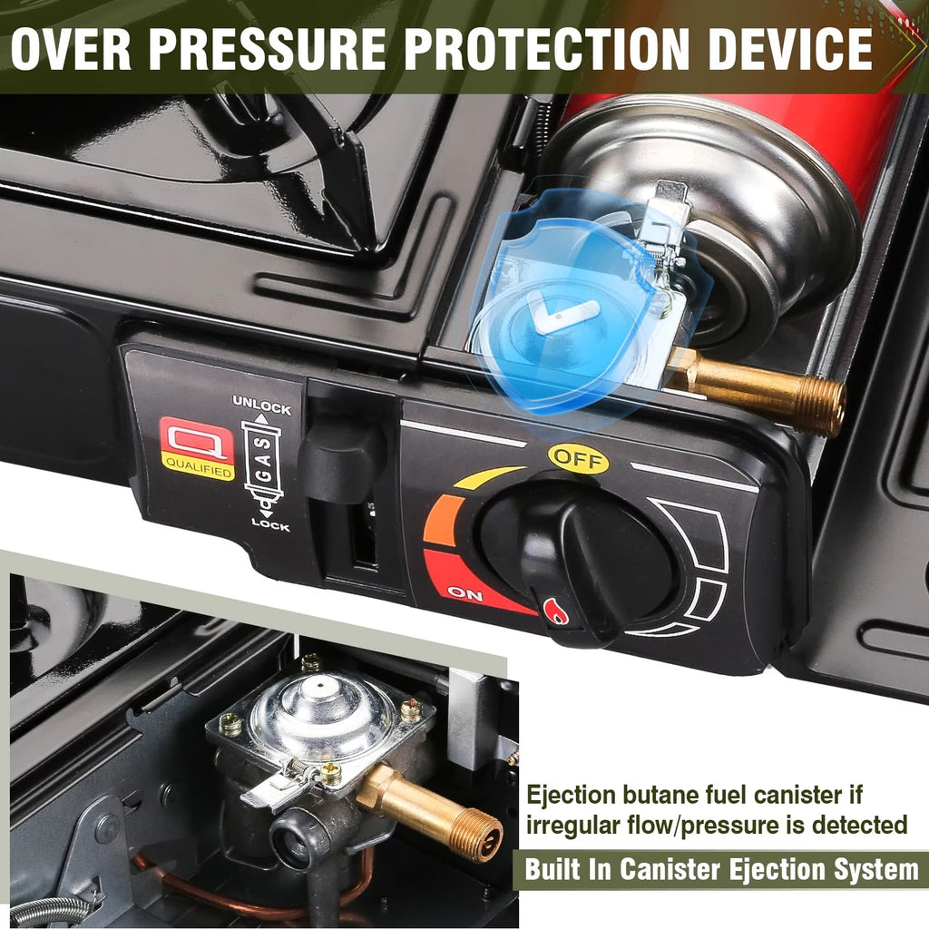 Bestfire 10000 BTU Dual Fuel Camping Stove, Portable Butane and Propane Gas Stove with Adapter and Hard Case for Outdoor Cooking, Tailgating and Emergencies