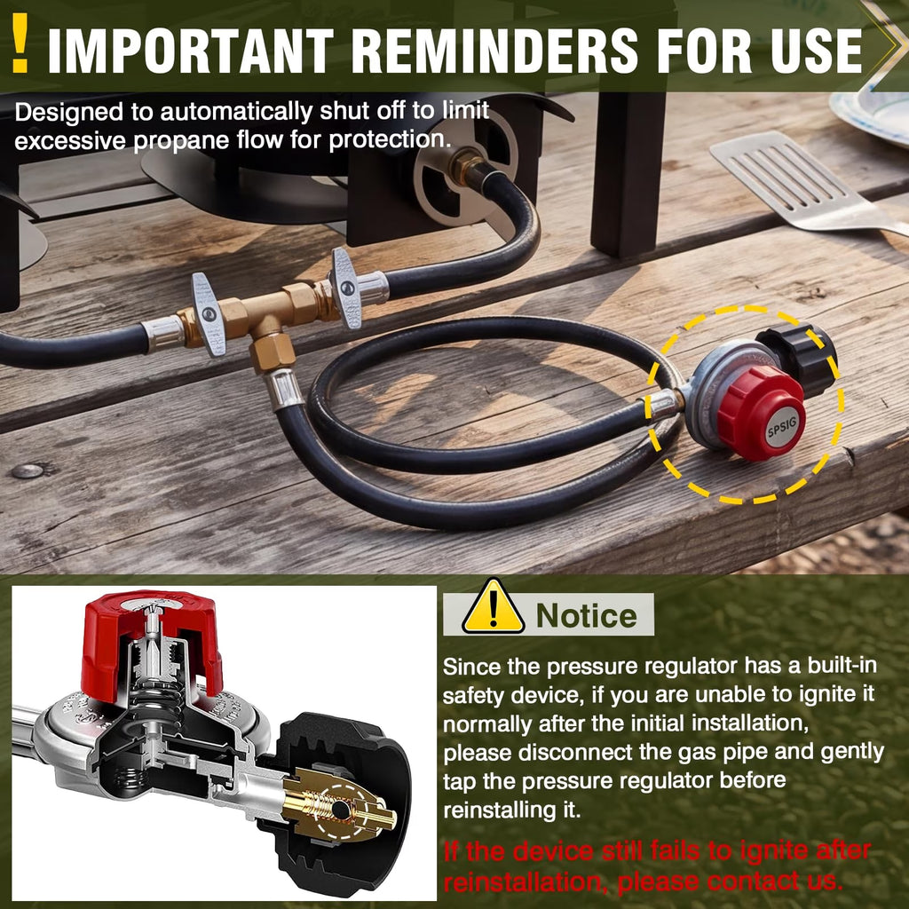 BESTFIRE Double Burner Propane Camping Stove, Portable Cast Iron Outdoor Gas Cooker with Independent Controls and 5 PSI Hose for BBQ