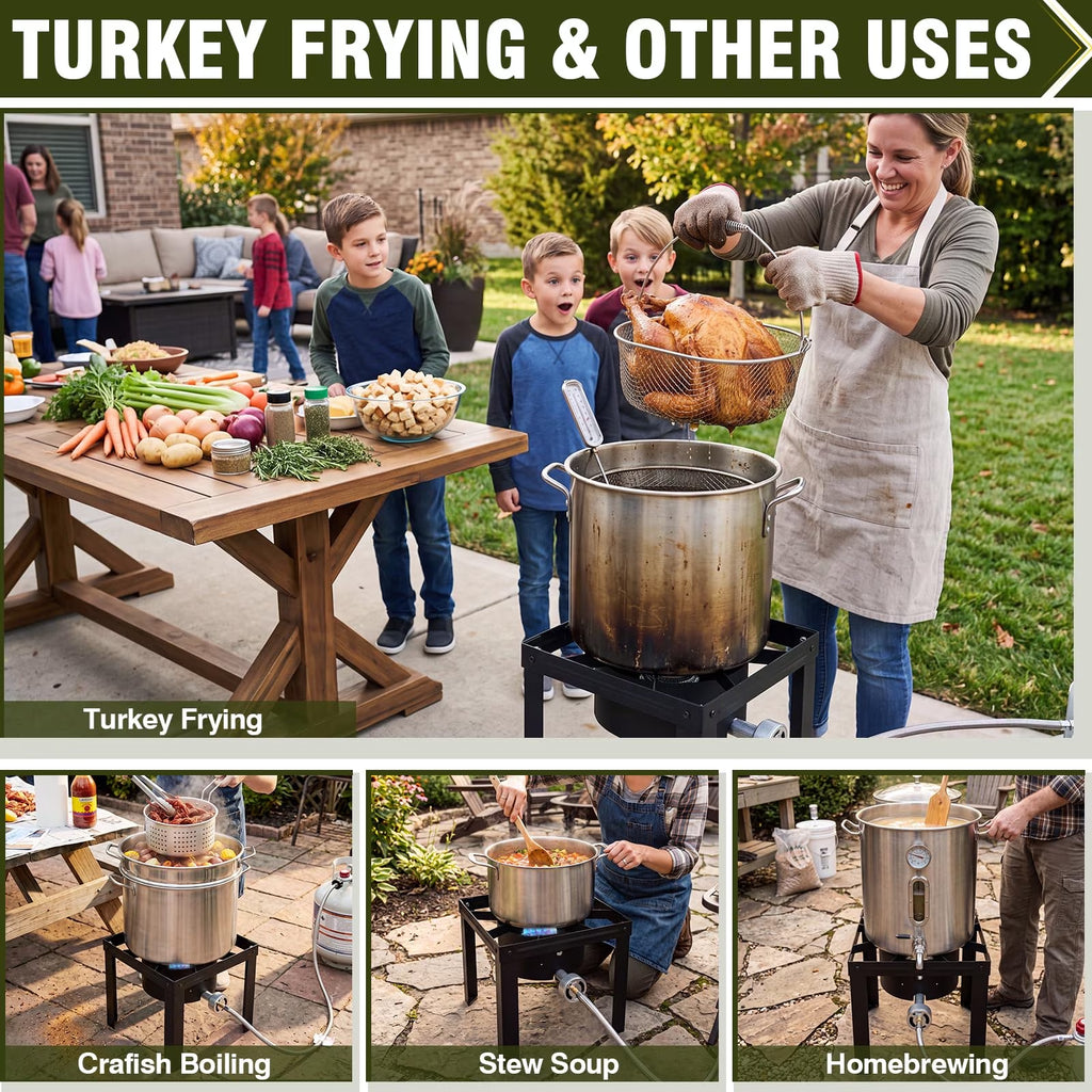 BESTFIRE 80,000 BTU Propane Burner, Single Burner Outdoor Gas Stove with 5 PSI Regulator, Portable Propane Cooker for Turkey Fryer, Seafood Boil, Camping & Backyard Cooking