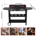 Bestfire Double Fuel Propane Gas Charcoal Grill Combo Black Dual Lids, 2 Side Shelves for Outdoor and Backyard Cooking