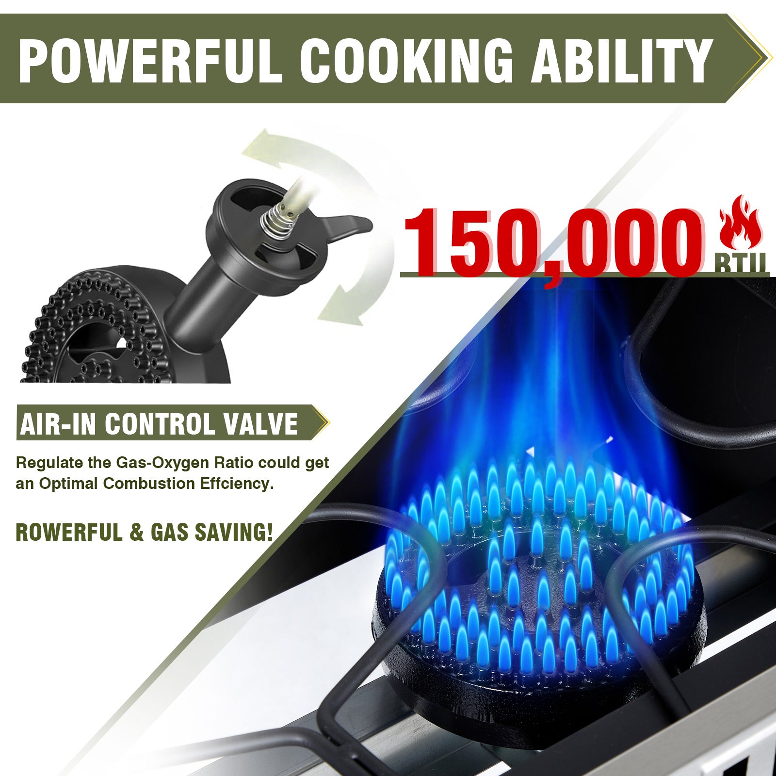 2 Burner Propane Stove Outdoor Camping Gas Stoves 150,000 BTU Auto Ignition with Regulator and Side Shelves Perfect for Patio Home Cooking and Frying