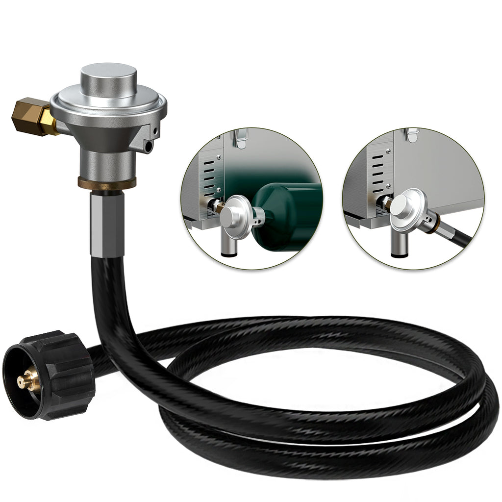 Bestfire Dual Fuel Connections Adapter for Large Cylinders & Small Canisters, Compatible With VEVOR/Monument Grills/ONLYFIRE GRILLS/Royal Gourmet Corp/Royal Gourmet Corp and Most Propane Grill
