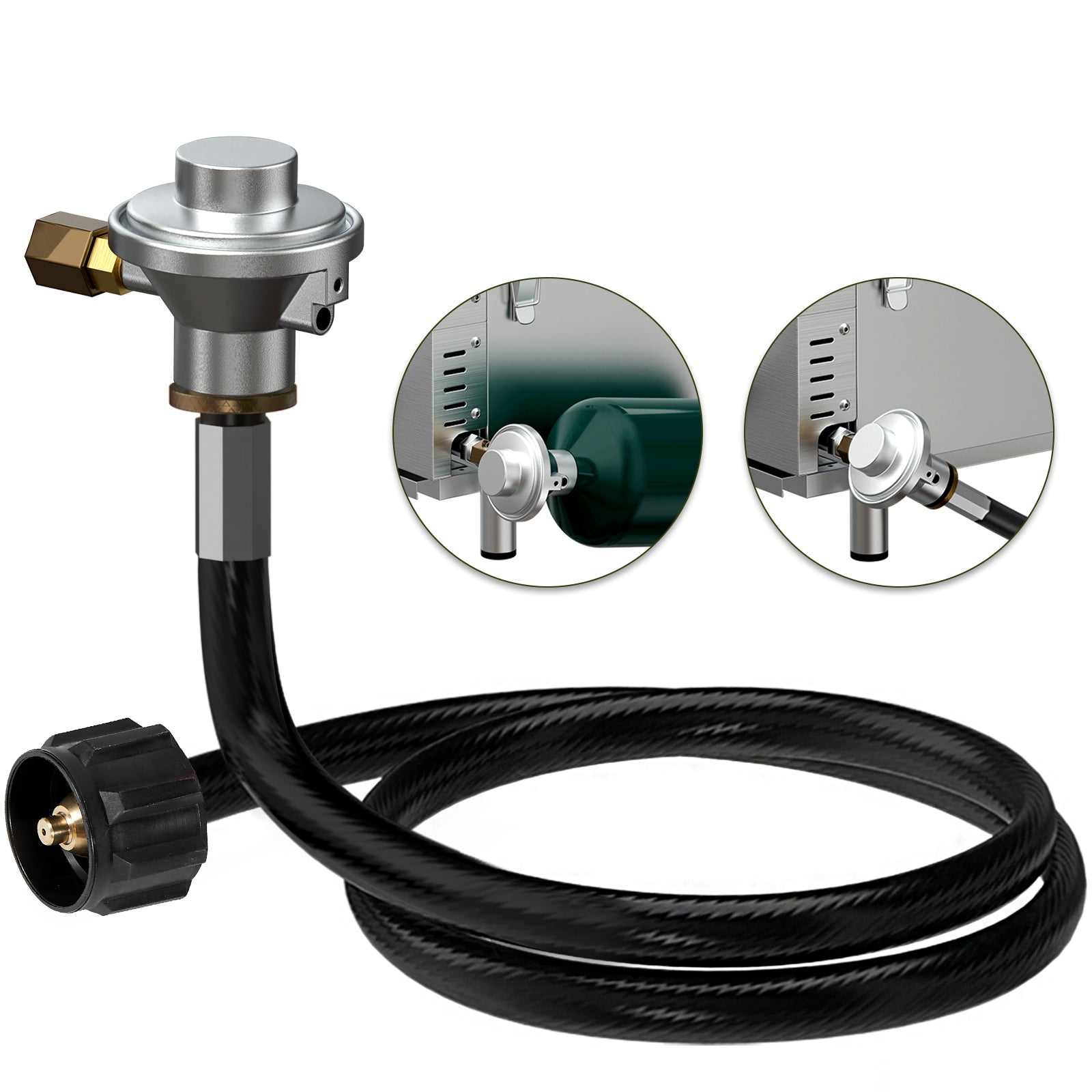 Bestfire Dual Fuel Connections Adapter for Large Cylinders & Small Canisters, Compatible With VEVOR/Monument Grills/ONLYFIRE GRILLS/Royal Gourmet Corp/Royal Gourmet Corp and Most Propane Grill
