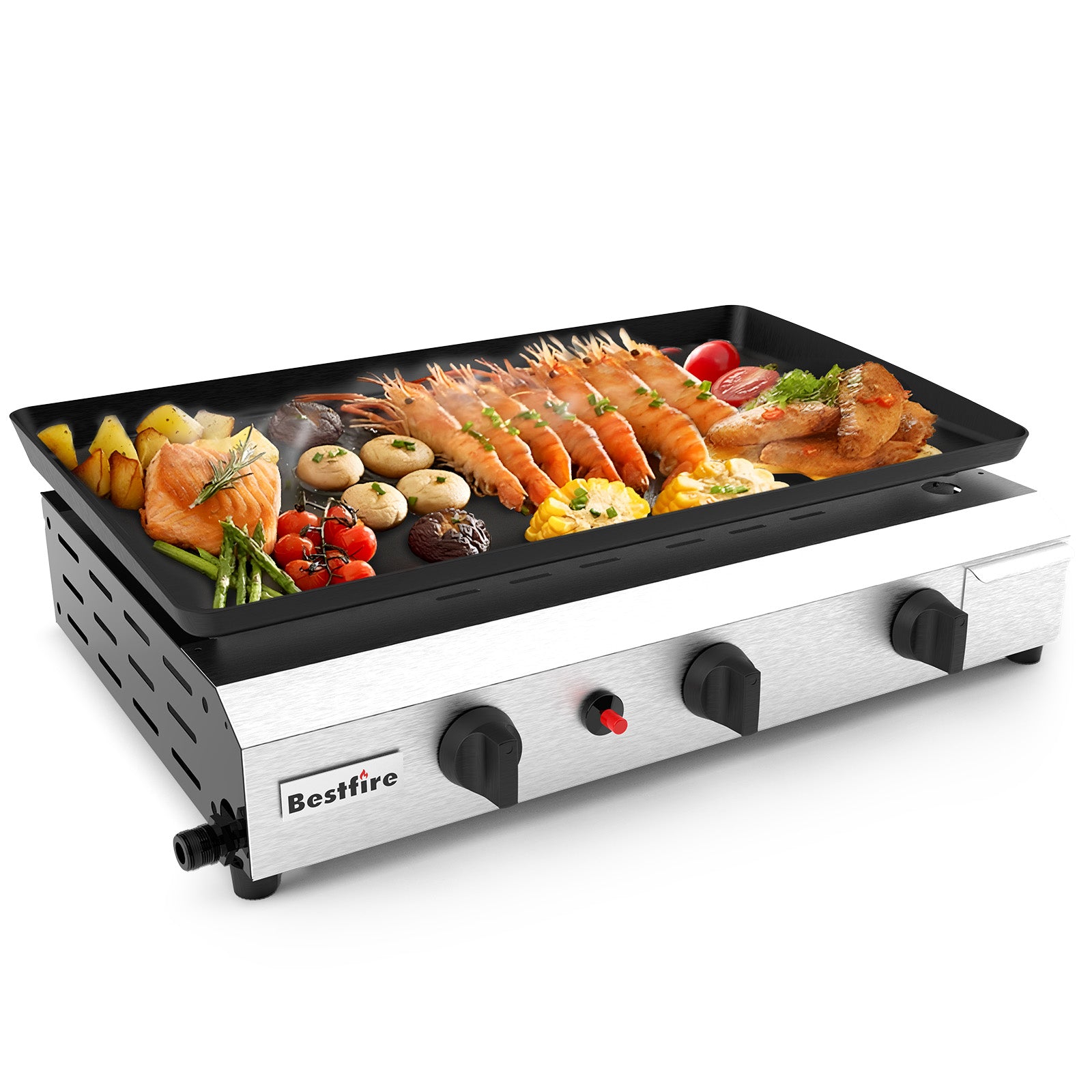 3 Burners Gas Propane Griddle,Outdoor Portable Propane Gas Grill Griddle-30000 BTU, Stainless Steel Flat Top Griddle Station for Kitchen, BBQ, Camping Tailgating 23 Inch Flat Top Grill