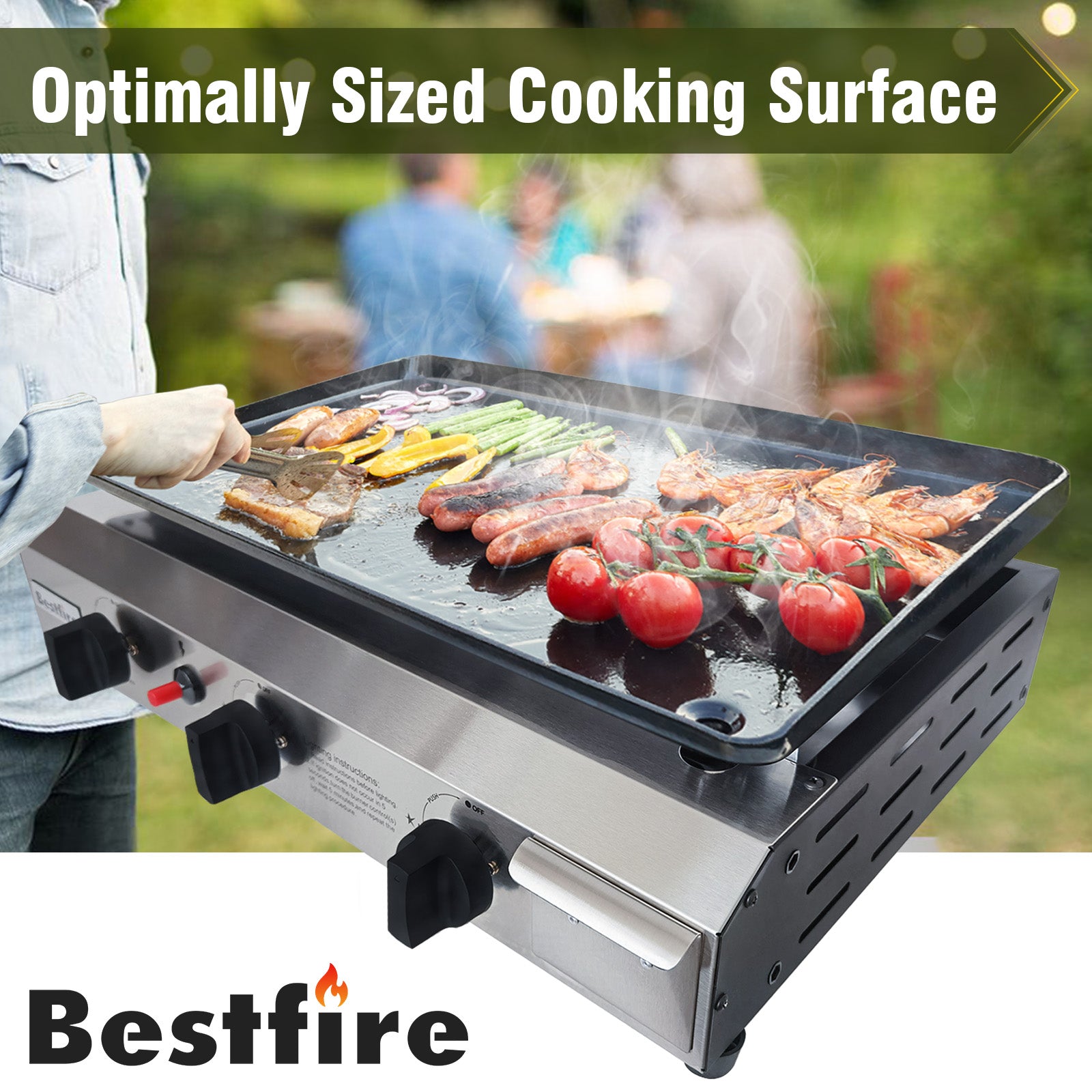 3 Burners Gas Propane Griddle,Outdoor Portable Propane Gas Grill Griddle-30000 BTU, Stainless Steel Flat Top Griddle Station for Kitchen, BBQ, Camping Tailgating 23 Inch Flat Top Grill
