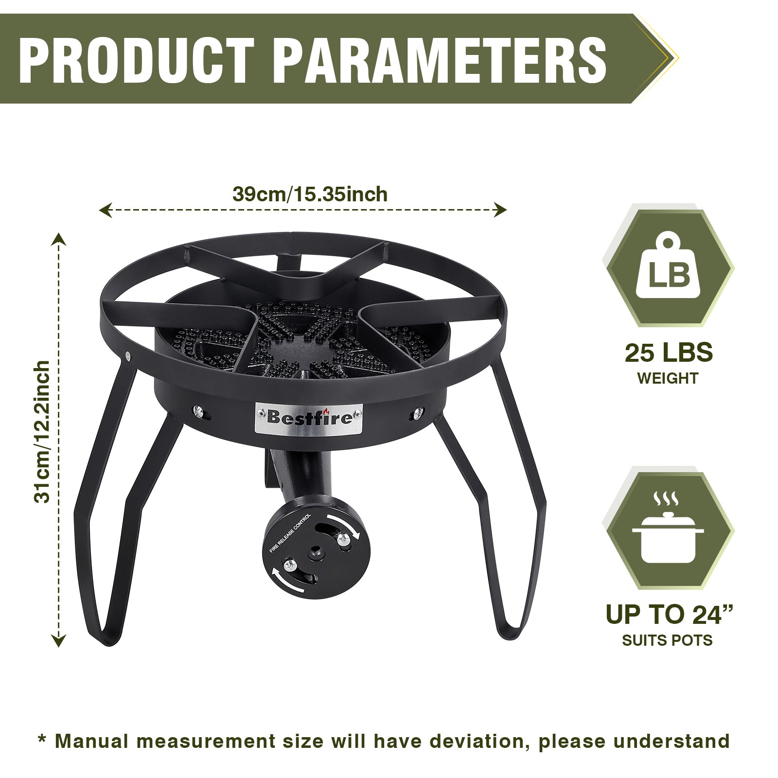 16" Single Propane Burner Camping Stove with Steel Braided Hose 200,000 BTU for Frying, Camping, Home Brewing and Turkey Frying