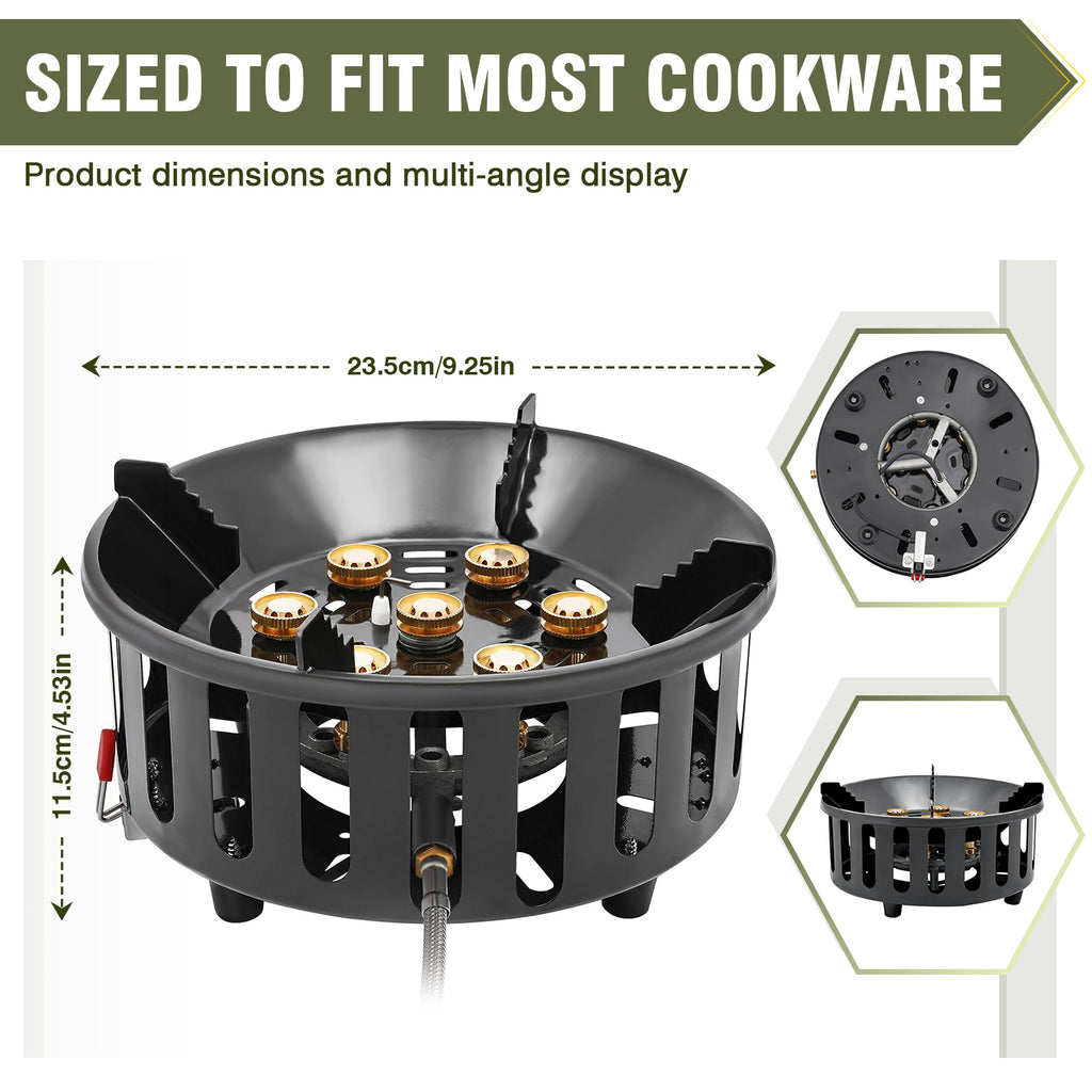 Propane Burner, Single Propane Stove, Windproof Gas Stove for Outdoor Cooking, Portable Gaming Stove with Piezo Ignition, Includes Carrying Bag