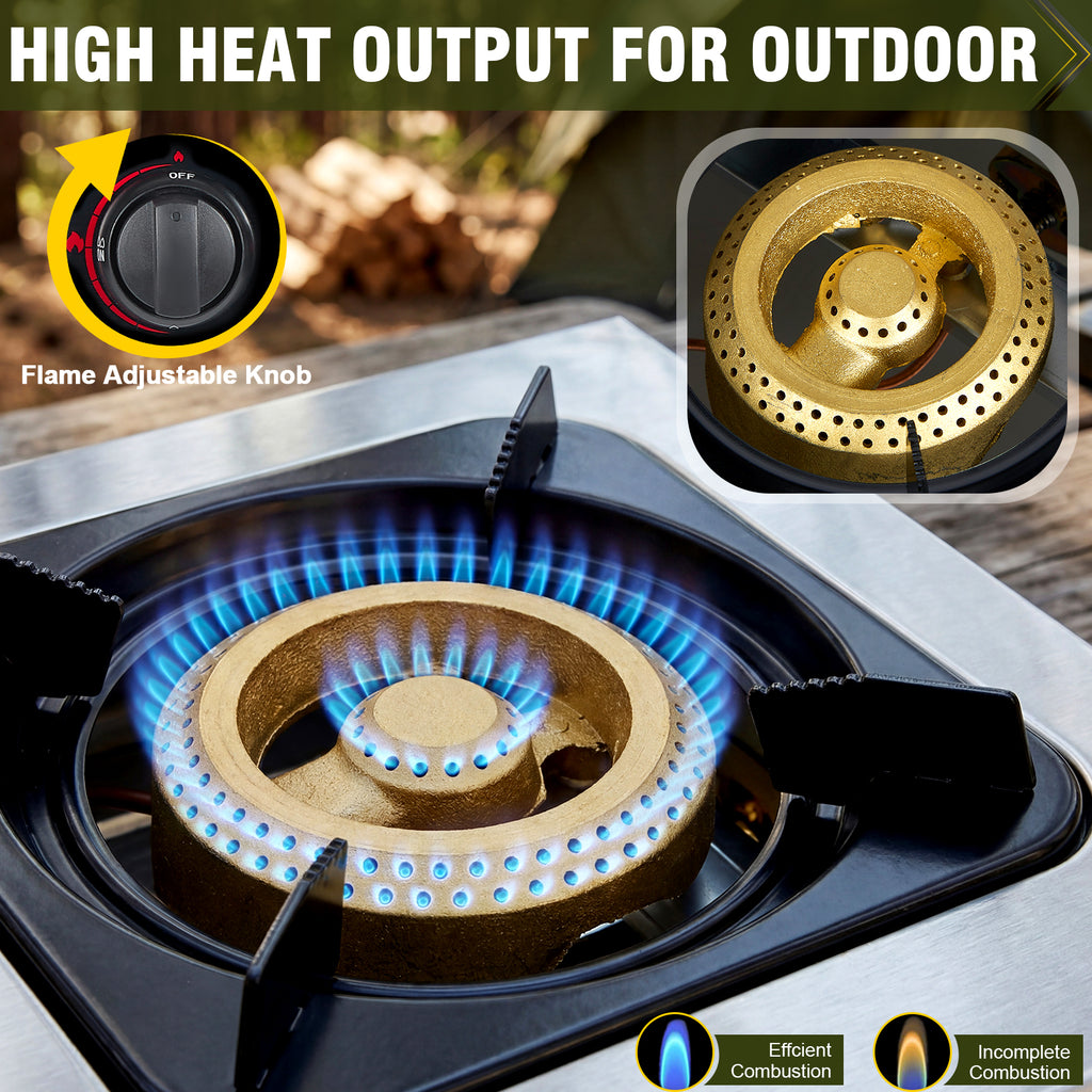 BESTFIRE 4 Burner Propane Gas Stove 40,000 BTU Stainless Steel Cooktop with Enamel Pan Support, Electronic Ignition, Regulator & Hose Included, Portable Gas Stove for Camping, Outdoor Cooking, BBQ