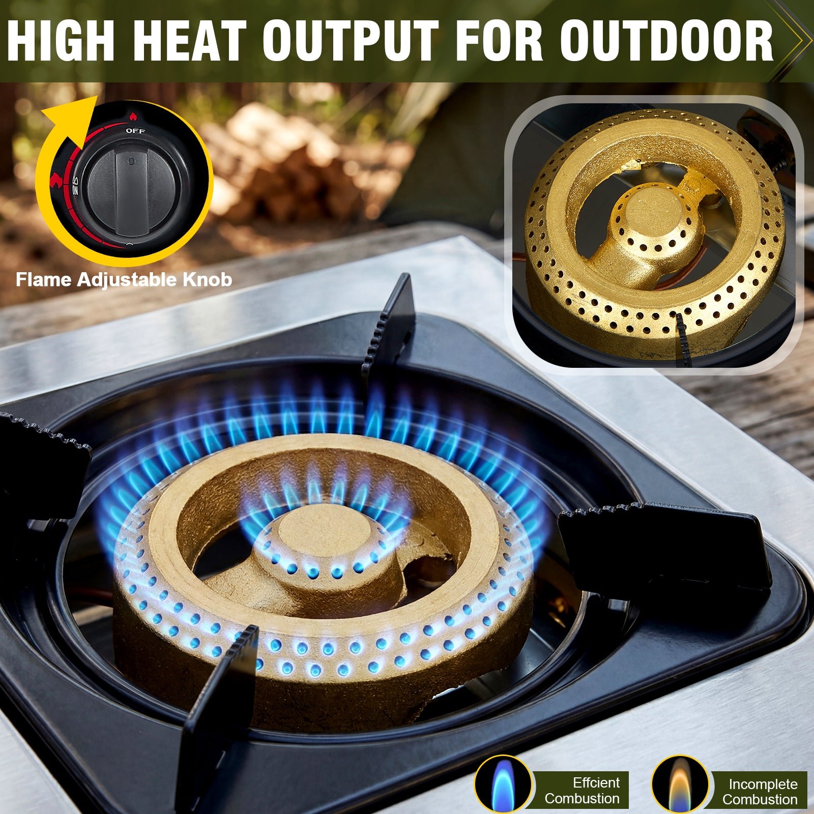 BESTFIRE 4 Burner Propane Gas Stove 40,000 BTU Stainless Steel Cooktop with Enamel Pan Support, Electronic Ignition, Regulator & Hose Included, Portable Gas Stove for Camping, Outdoor Cooking, BBQ