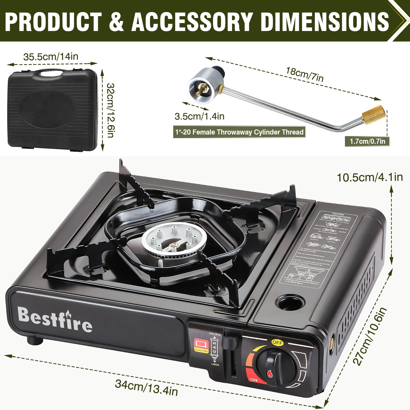 BESTFIRE Portable Dual Fuel Camping Stove - 10,000 BTU Butane and Propane Stove with Adapter & Case - Single Burner Gas Stove for Outdoor Cooking, Tailgating & Emergency