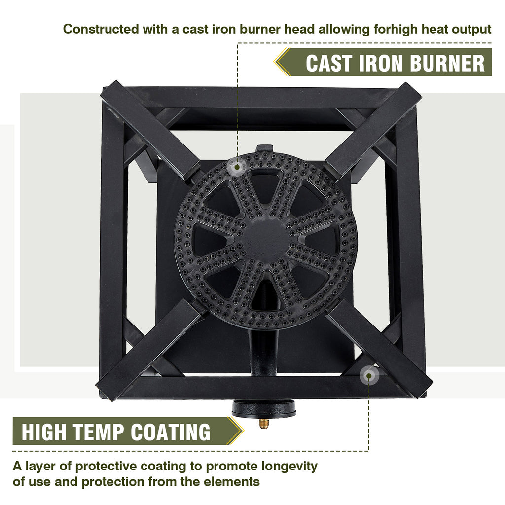 260,000 BTU Outdoor Propane Gas Stove with 0-30 PSI Adjustable Regulator and Steel-Braided Hose for Outdoor Home Cooking and Turkey Frying