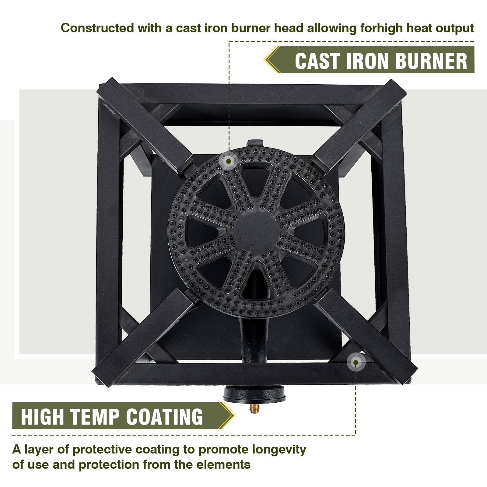 260,000 BTU Outdoor Propane Gas Stove with 0-30 PSI Adjustable Regulator and Steel-Braided Hose for Outdoor Home Cooking and Turkey Frying