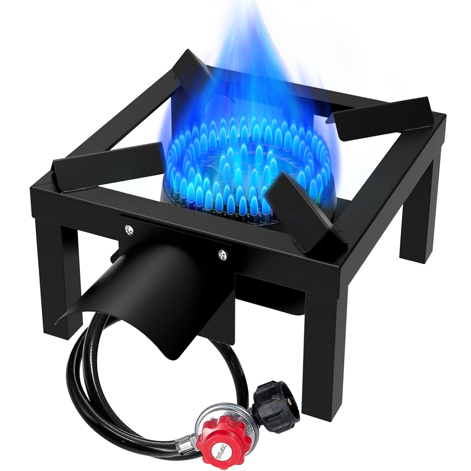 Propane Burner,100,000 BTUs High Pressure Single Propane Stove with 4.1ft Adjustable Hose with Regulator,Gas Stove for Outdoor Cooking, Turkey Fry, Seafood Boil