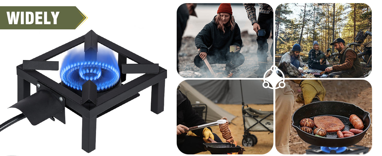 Propane Burner,100,000 BTUs High Pressure Single Propane Stove with 4.1ft Adjustable Hose with Regulator,Gas Stove for Outdoor Cooking, Turkey Fry, Seafood Boil