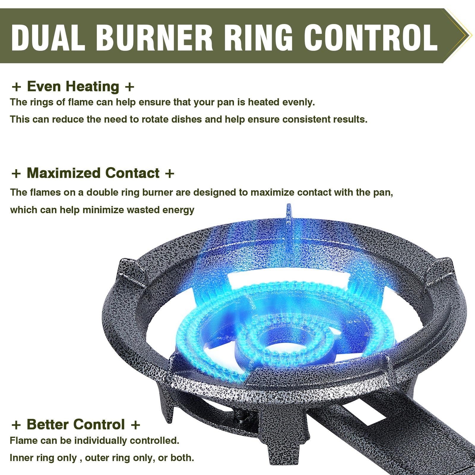 13" Single Propane Burner Stove 90,000 BTU Cast Iron Portable Outdoor Burner with 0-20 PSI Adjustable Regulator and Stainless Steel Hose Perfect for Outdoor Wok Cooking