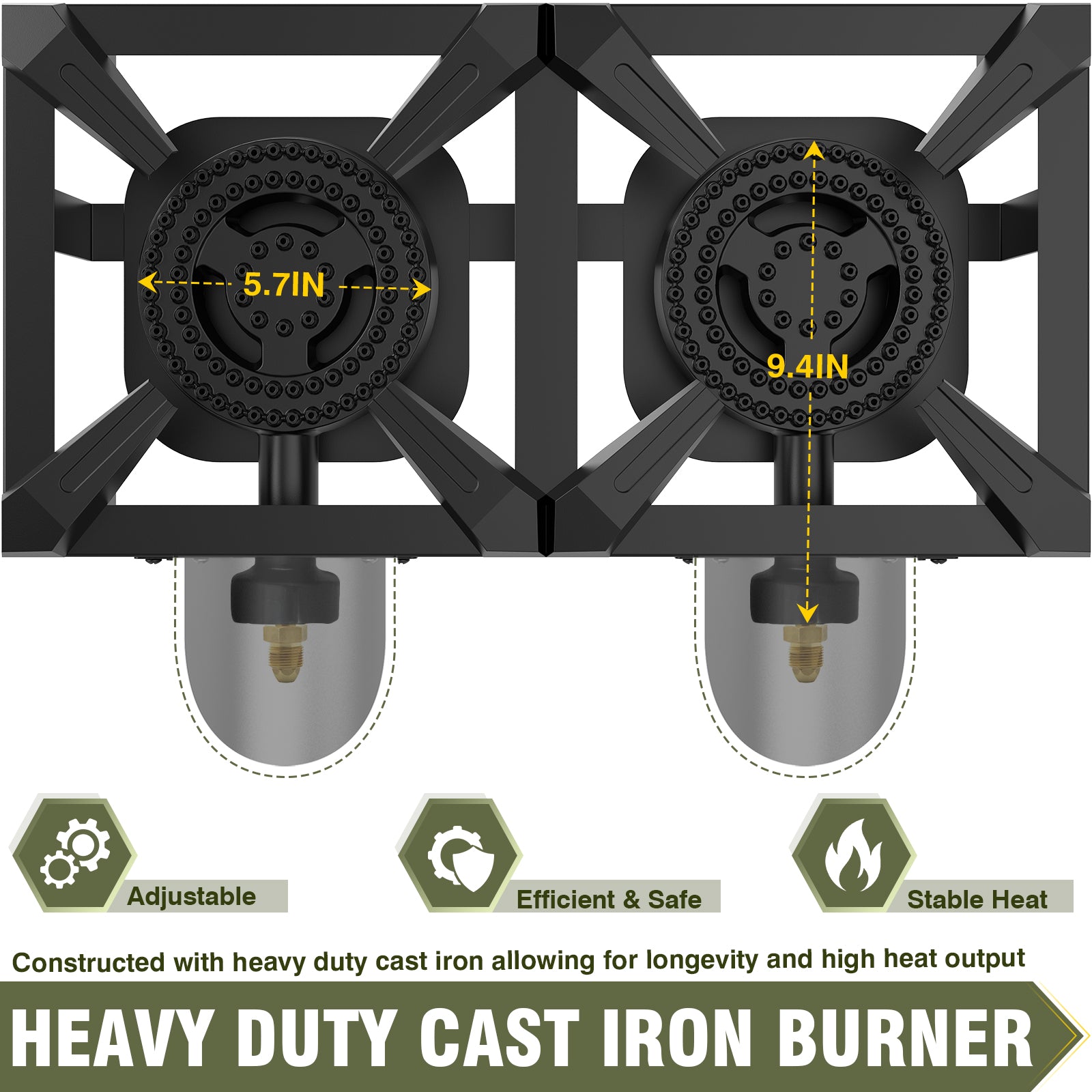 BESTFIRE Double Burner Propane Camping Stove with Independent Control Valves & 5PSI Hose - Heavy Duty Portable Outdoor Cooker for BBQ, Tailgating, and Camping