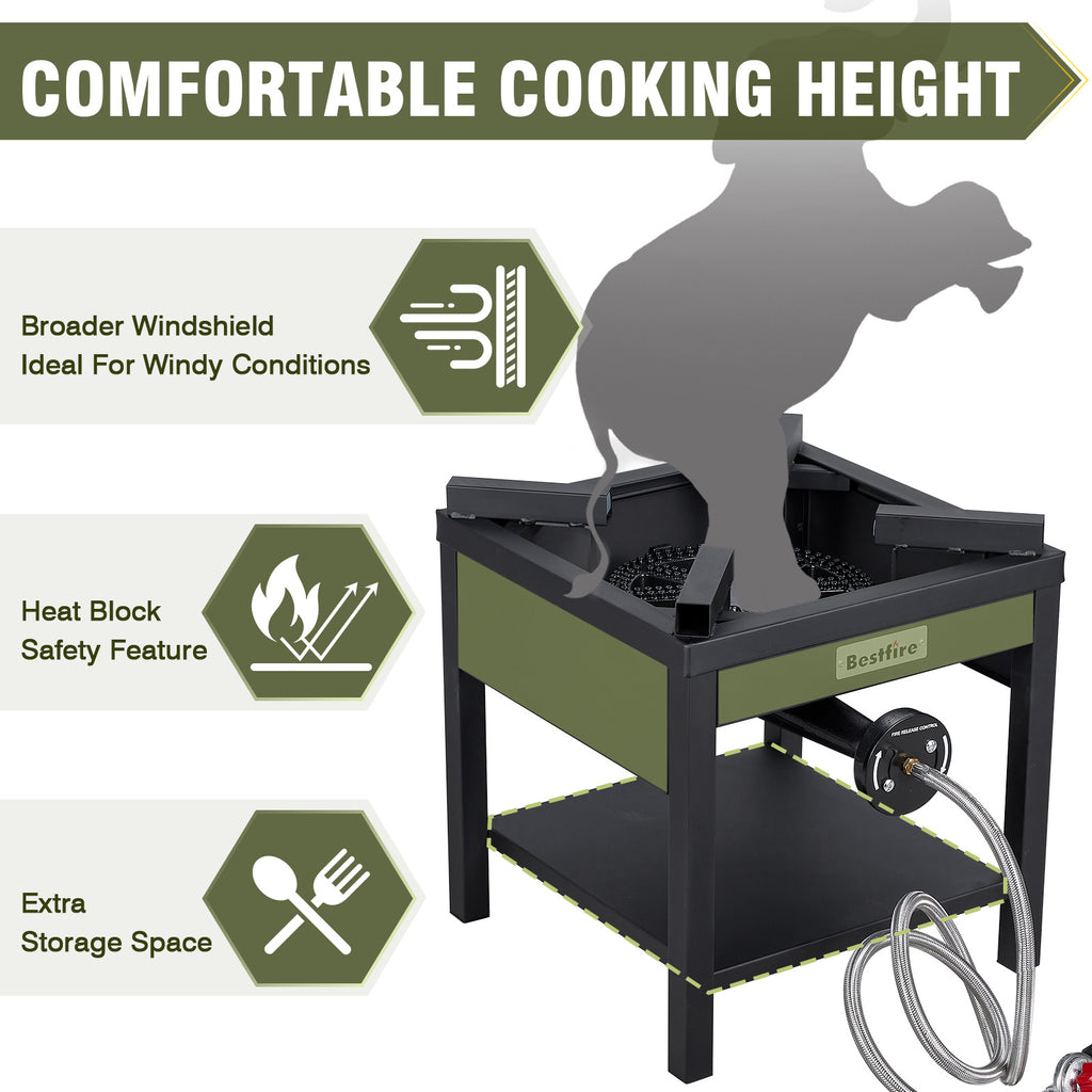 260,000 BTU Outdoor Propane Gas Stove with 0-30 PSI Adjustable Regulator and Steel-Braided Hose for Outdoor Home Cooking and Turkey Frying