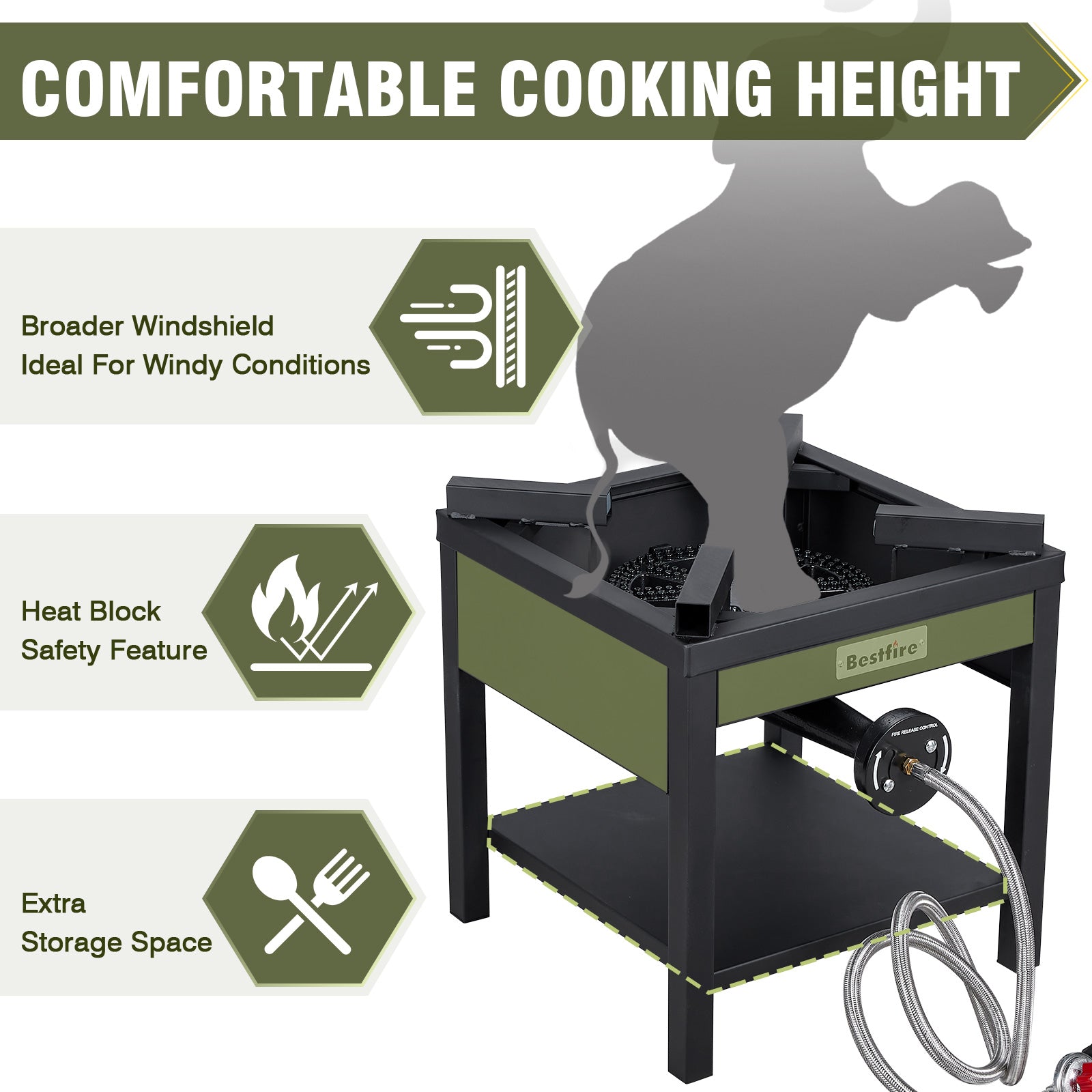 260,000 BTU Outdoor Propane Gas Stove with 0-30 PSI Adjustable Regulator and Steel-Braided Hose for Outdoor Home Cooking and Turkey Frying
