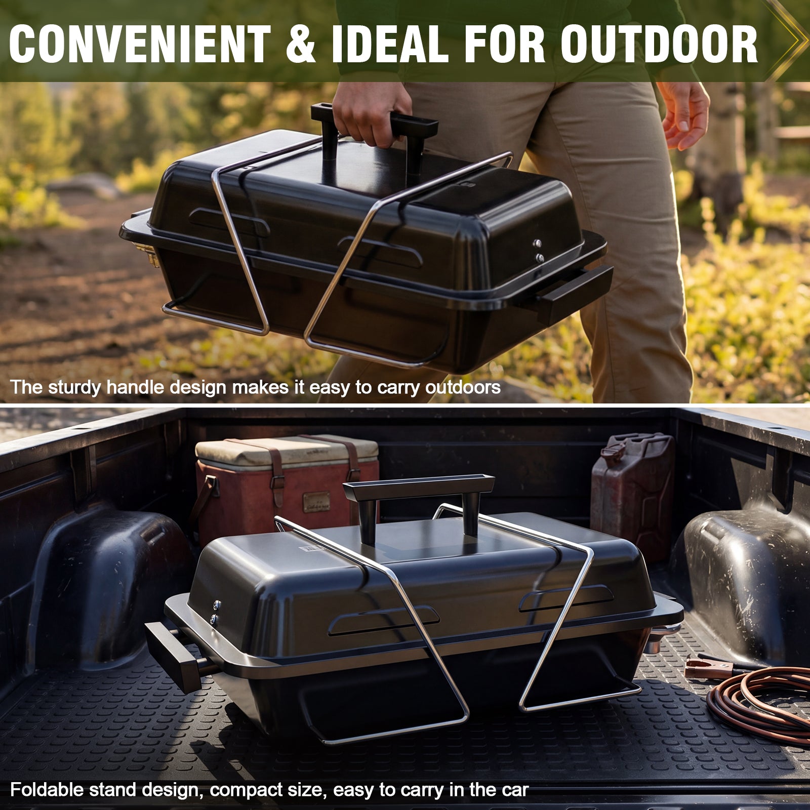 BESTFIRE Portable Propane Gas Grill with New 2-in-1 Valve - Compatible with Large Tank & Small Cylinder, Gas Grill with Foldable Legs & Adjustable Regulator,Heavy Duty, Perfect for Outdoor Camping