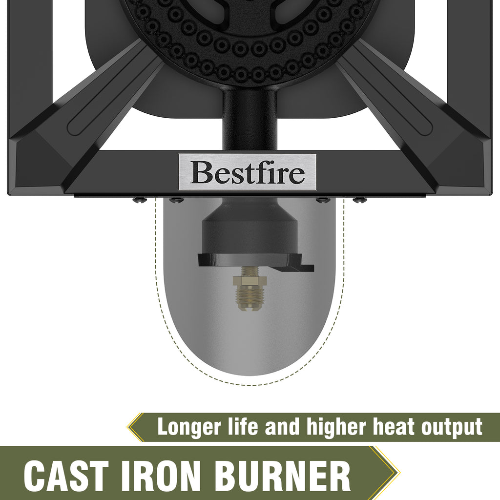 Bestfire Propane Burner,100K BTUs High Pressure Single Propane Stove with 4.1ft Adjustable Hose with Regulator,Gas Stove for Outdoor Cooking, Turkey Fry, Seafood Boil