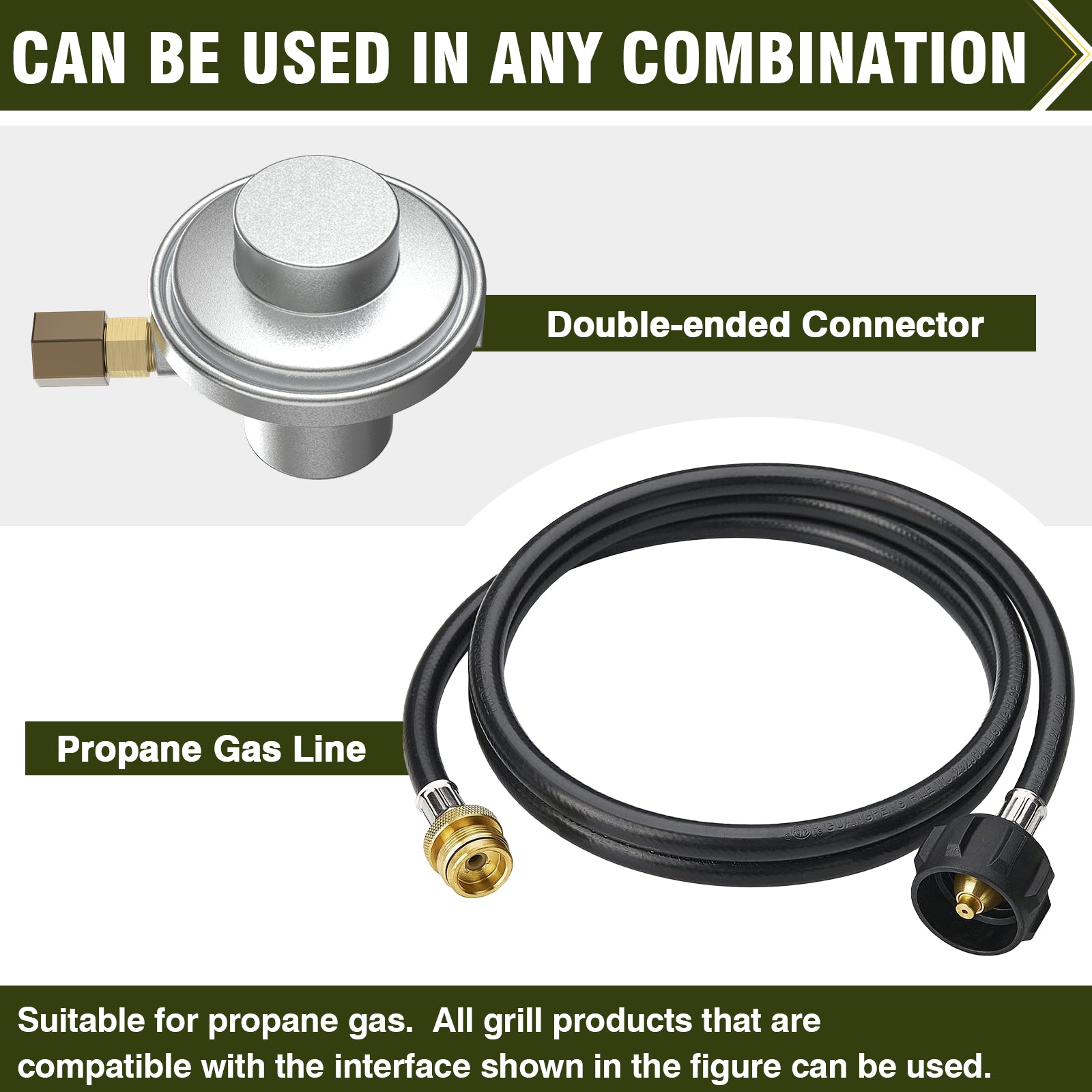 Bestfire Dual Fuel Connections Adapter for Large Cylinders & Small Canisters, Compatible With VEVOR/Monument Grills/ONLYFIRE GRILLS/Royal Gourmet Corp/Royal Gourmet Corp and Most Propane Grill
