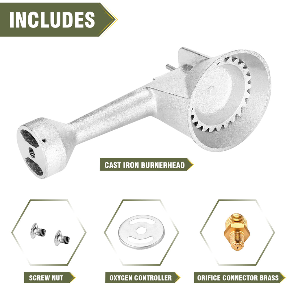 High Pressure Cast-Iron Propane Burner Head,Taper Burner Head with 20 PSIG Adjustable High Pressure Propane Regulator with Hose and Brass Fitting for Propane Burner Head for Cooking Outdoor