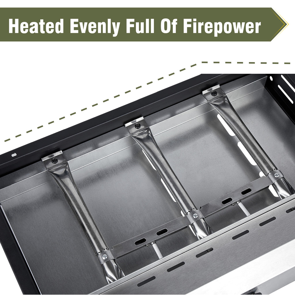 3 Burners Gas Propane Griddle,Outdoor Portable Propane Gas Grill Griddle-30000 BTU, Stainless Steel Flat Top Griddle Station for Kitchen, BBQ, Camping Tailgating 23 Inch Flat Top Grill
