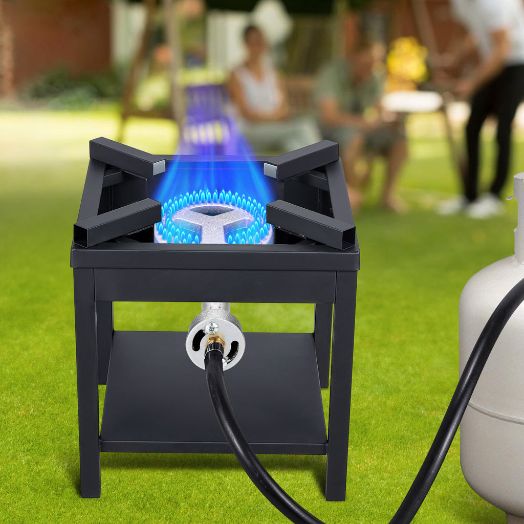 High Pressure Cast-Iron Propane Burner Head,Round Burner Head with 20 PSIG Adjustable High Pressure Propane Regulator with Hose and Brass Fitting for Propane Burner Head for Cooking Outdoor