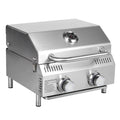 Tabletop Gas Grill 2 Burners, 20,000 BTUs Stainless Steel Portable Propane Grill with Legs for Outdoor Patio Backyard Camping, Tailgating, and RV Trips