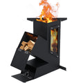 Rocket Stove with Glass Window, Portable Wood Burning Stove for Outdoor Cooking, Heavy Duty Camping Grill, Backyard Cooking Wood Fire Stove for Emergency Survival and Preparedness