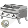 BESTFIRE Portable Propane Grill, 3-Burner Tabletop Gas Grill with 2-in-1 Connection for 1lb/20lb Tanks, 30,000 BTU Stainless Steel BBQ with Observation Window & Thermometer for Outdoor, Tailgating