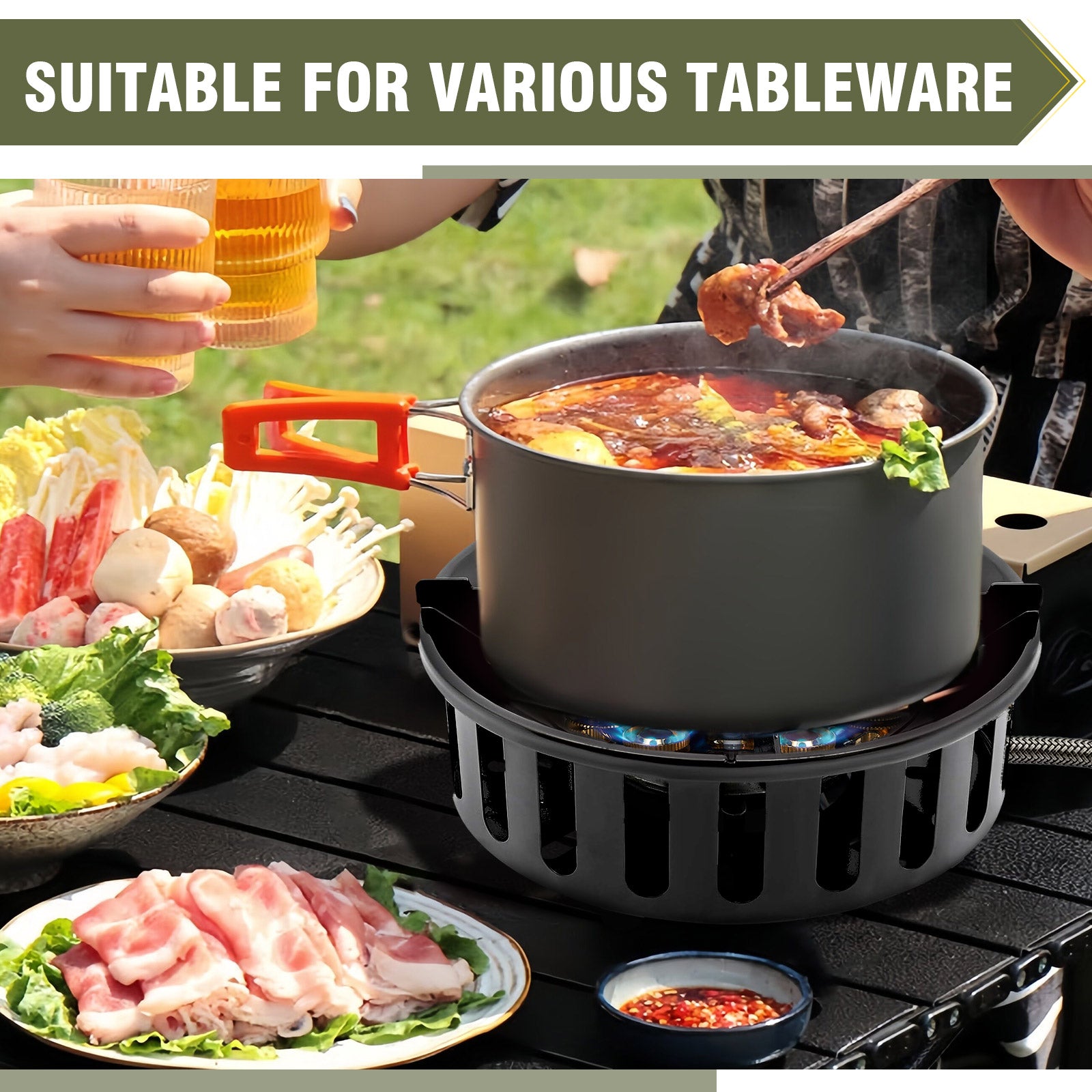 Propane Burner, Single Propane Stove, Windproof Gas Stove for Outdoor Cooking, Portable Gaming Stove with Piezo Ignition, Includes Carrying Bag